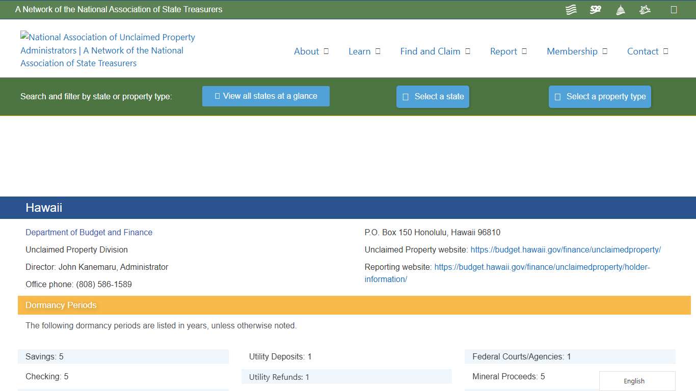 Hawaii – National Association of Unclaimed Property Administrators (NAUPA)
